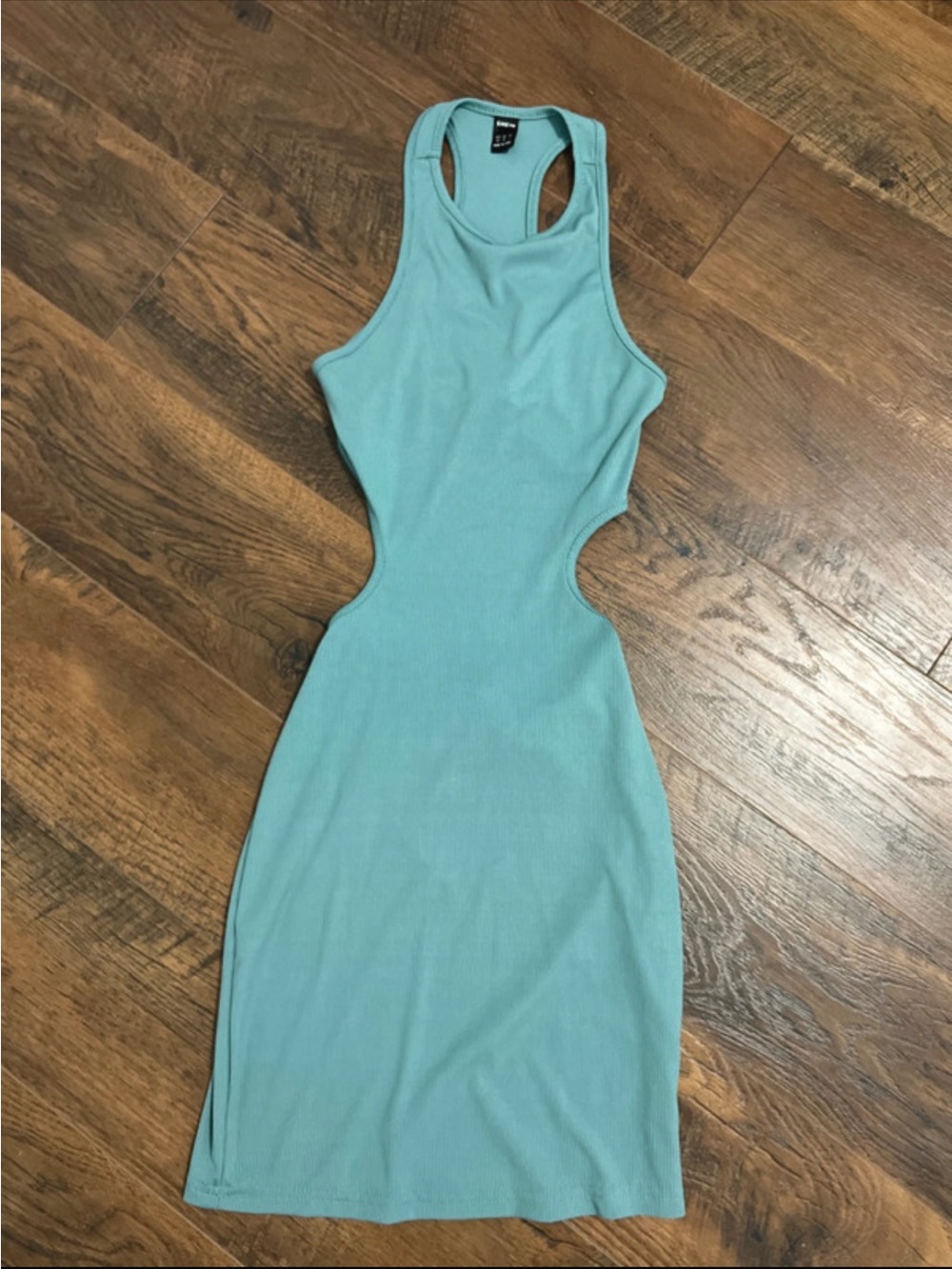 SHEIN Aqua Ribbed Racerback Cutout Bodycon Midi Dress